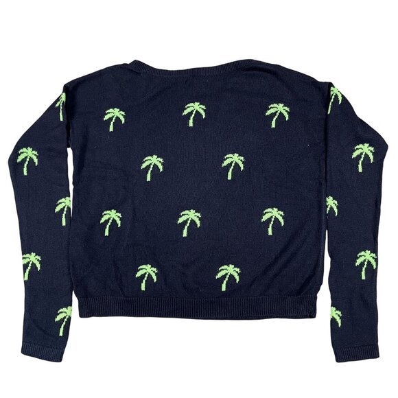 Y2K Hollister Sweater Womens Small Black & Green Palm Tree Pullover - Picture 2 of 5